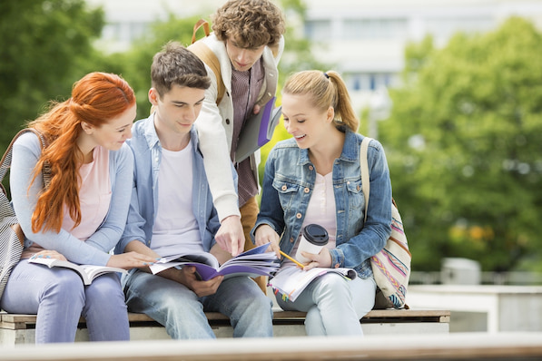 college students gather and study at a San Diego university