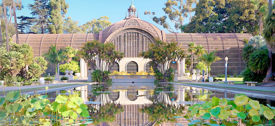 Casa Del Prado and pond in Balboa Park in San Diego