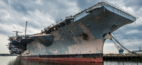 outside view of the USS Midway Museum in San Diego